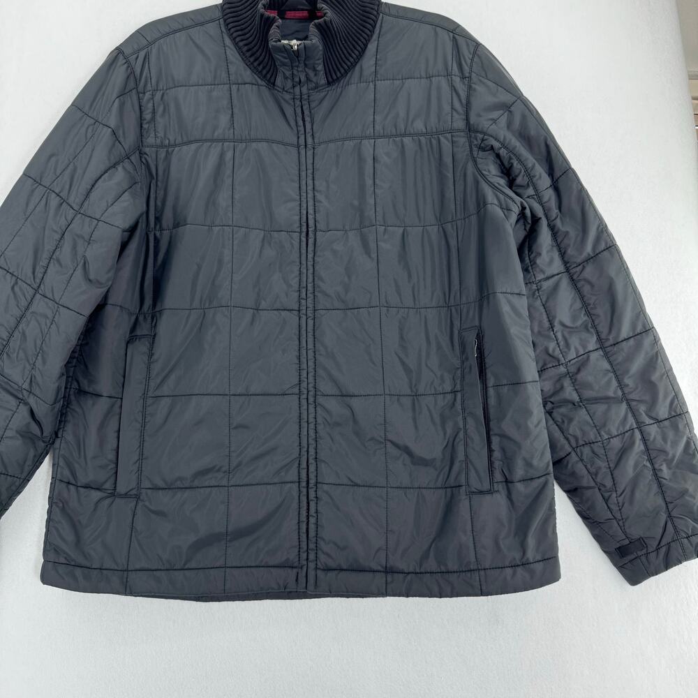 L.L.Bean Black Nylon Insulated Quilted Jacket Full Zip Ribbed Collar Mens Medium - Picture 3 of 7